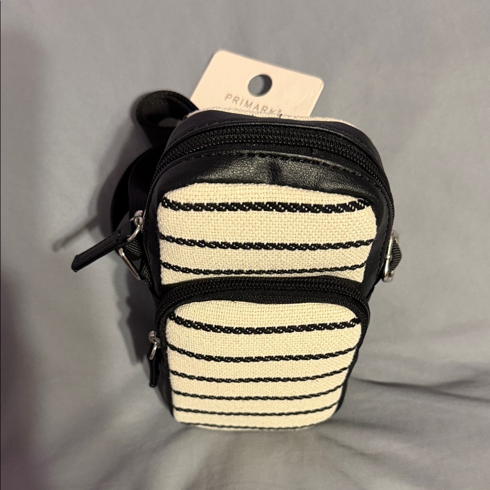Primark Black and White Striped Crossbody Bag - Picture 2 of 2